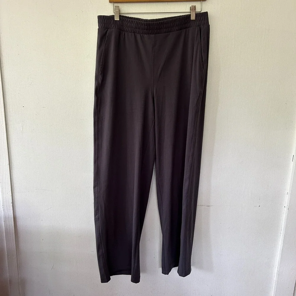 Yogalicious Pull On Pants Womens XL Gray Stretchy Elastic Lounge Active Wide Leg